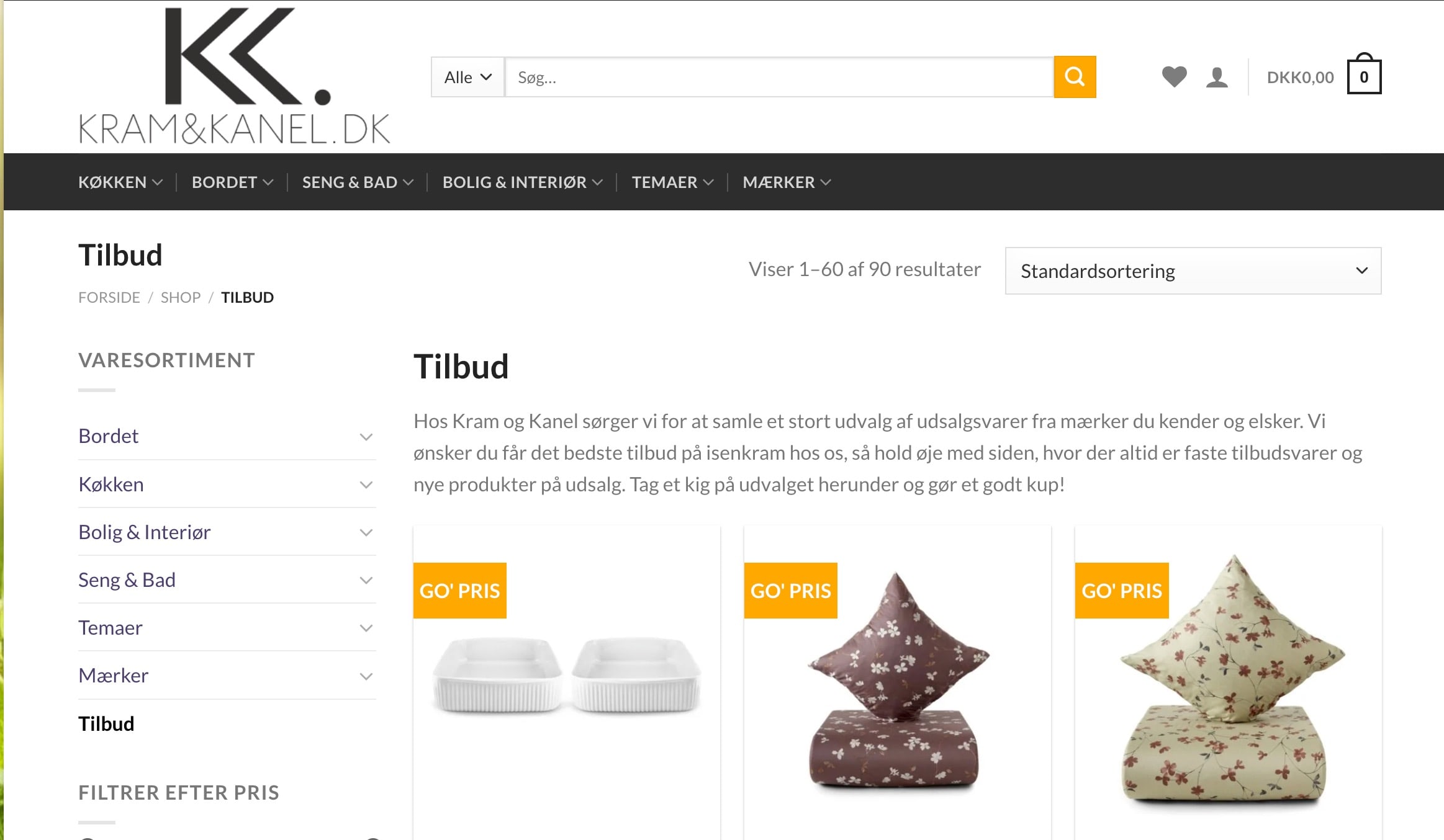Isenkram hjemmeside med tilbud